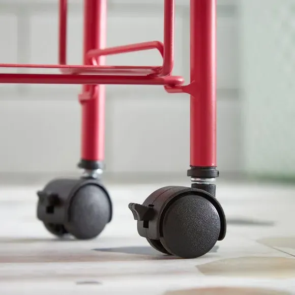 Slimline Storage Trolley with Wheels - Fuchsia, Metal