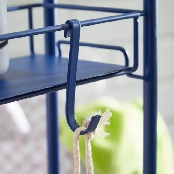 Slimline Storage Trolley with Wheels - Navy, Metal