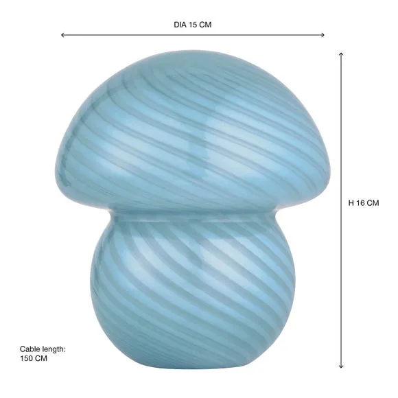 Small Mushroom Table Lamp - Blue, Glass