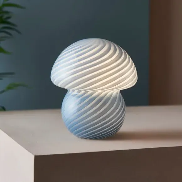 Small Mushroom Table Lamp - Blue, Glass image