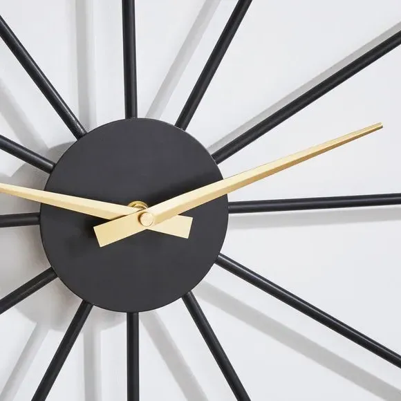 Sputnik Wall Clock Silent Movement - Black, Wood