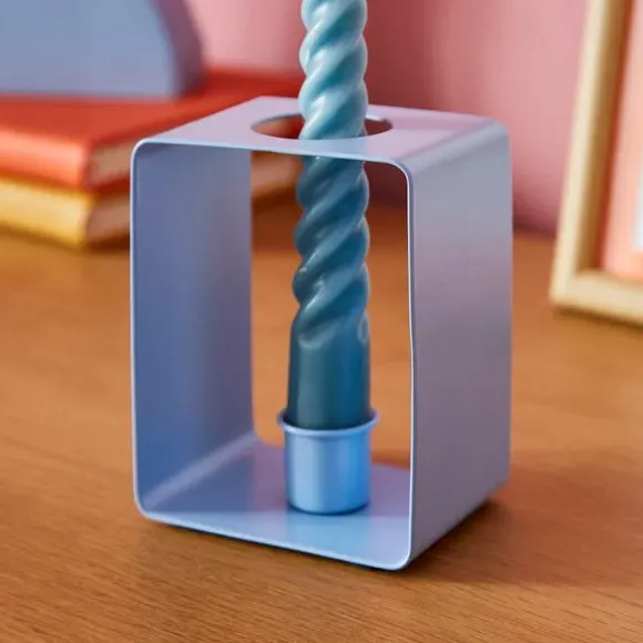 Square Candlestick Holder - Blue