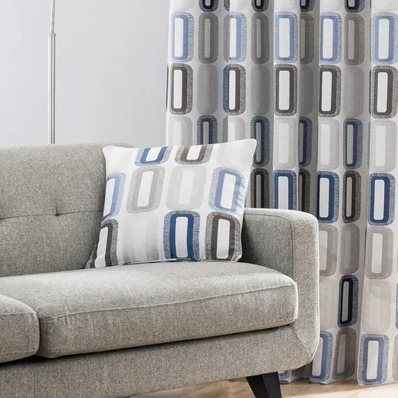 Square Cushion with Abstract Design - Blue, Jacquard
