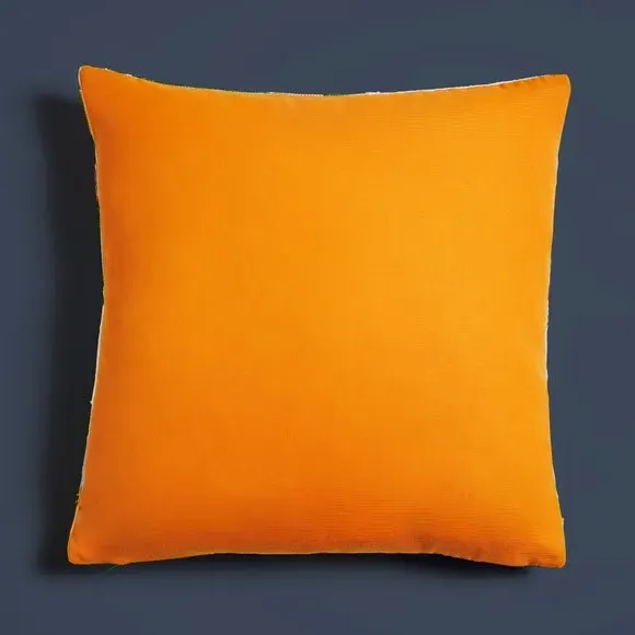 Square Cushion with Crewel Embroidery - Multicolor