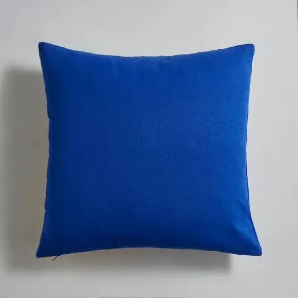 Square Cushion with Crewel Work - Navy