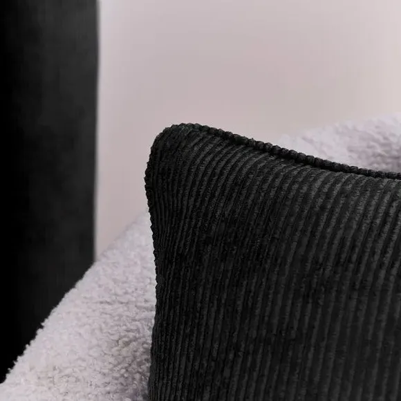 Square Cushion with Removable Cover - Black, Cord