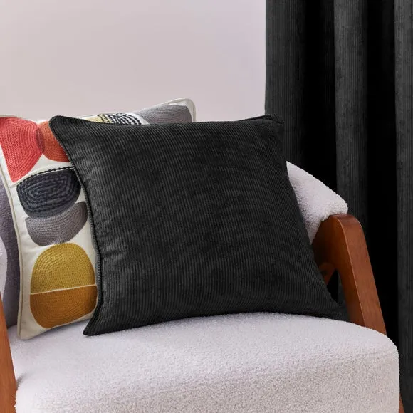 Square Cushion with Removable Cover - Black, Cord image