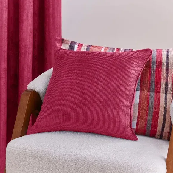 Square Cushion with Removable Cover - Magenta, Cord