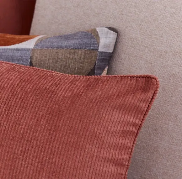 Square Cushion with Removable Cover - Orange, Cord