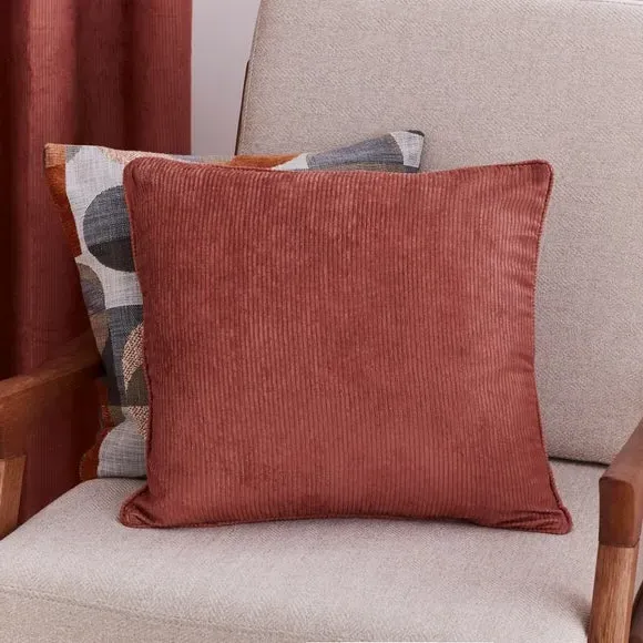 Square Cushion with Removable Cover - Orange, Cord