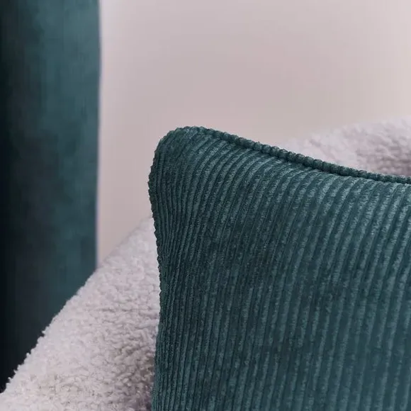 Square Cushion with Removable Cover - Peacock, Cord
