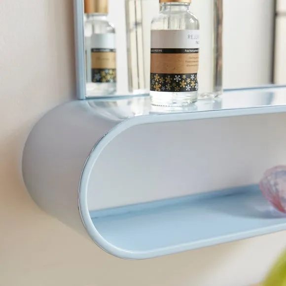 Squoval Wall Mirror with Curling Shelf - Blue