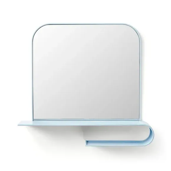 Squoval Wall Mirror with Curling Shelf - Blue