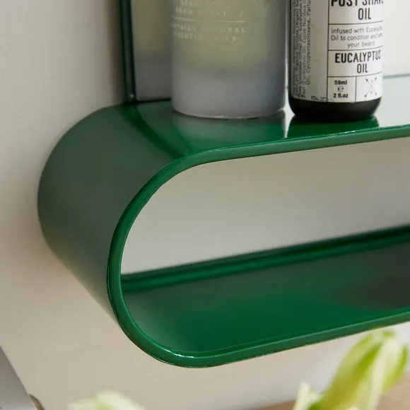 Squoval Wall Mirror with Curling Shelf - Emerald