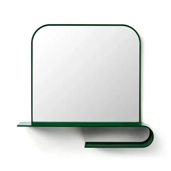 Squoval Wall Mirror with Curling Shelf - Emerald