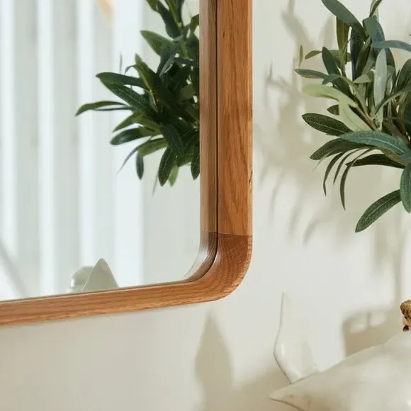 Squoval Wall Mirror with Hook - Light Oak