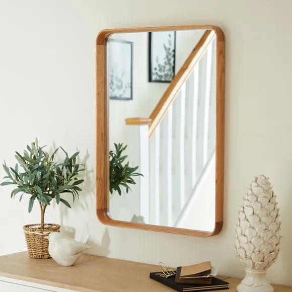 Squoval Wall Mirror with Hook - Light Oak image