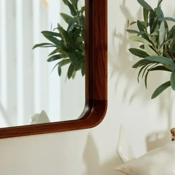 Squoval Wall Mirror with Hook - Walnut, Oak