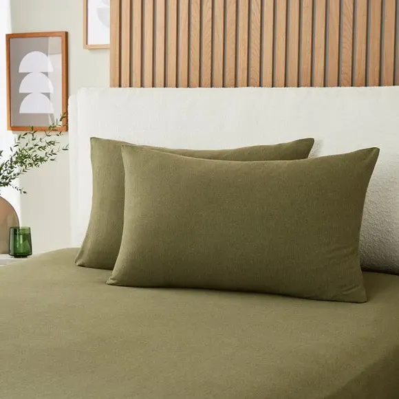 Standard Pillowcase Pair - Olive, Cotton Jersey