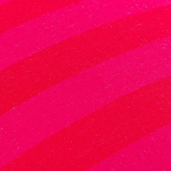 Stripe Pouffe with Piped Edges - Magenta, Linen