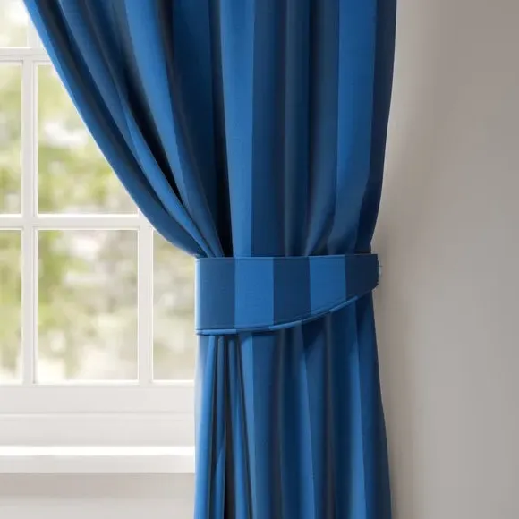 Striped Curtain Tieback - Blue, Cotton