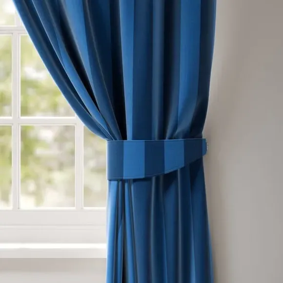 Striped Curtain Tieback - Blue, Velvet image