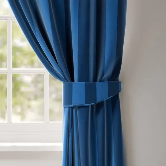 Striped Curtain Tieback - Blue, Velvet