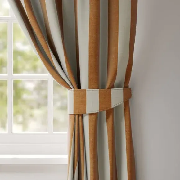 Striped Curtain Tieback - Butterscotch, Cotton Linen image