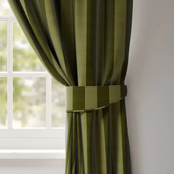 Striped Curtain Tieback - Olive, Cotton