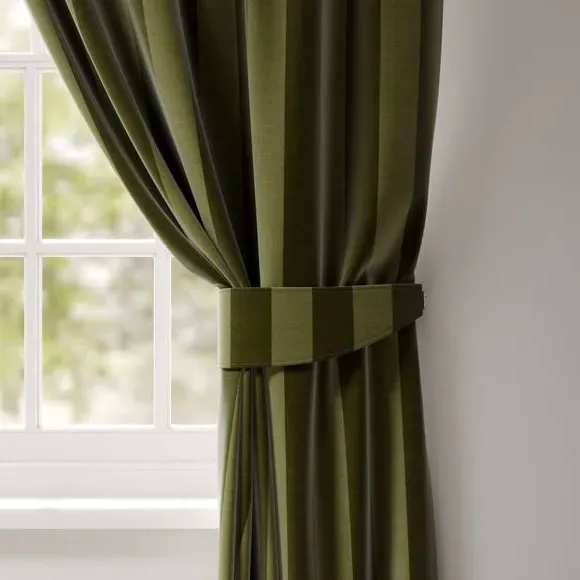 Striped Curtain Tieback - Olive, Velvet