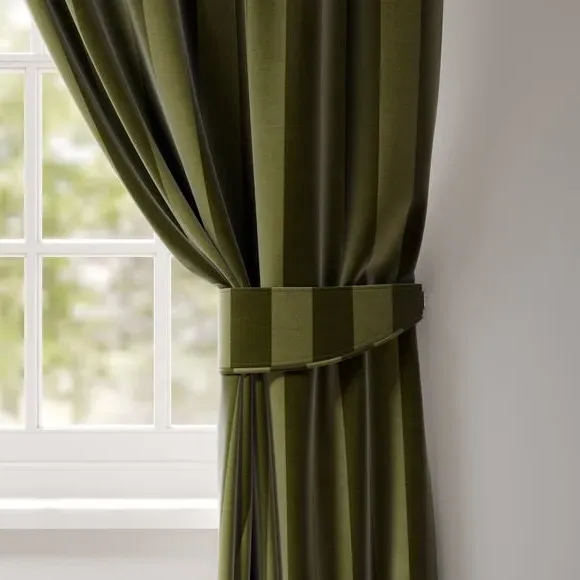 Striped Curtain Tieback - Olive, Velvet