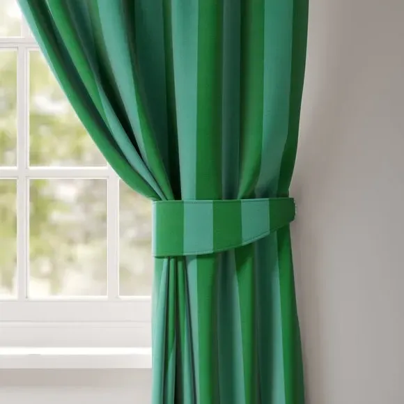 Striped Curtain Tieback - Teal, Cotton
