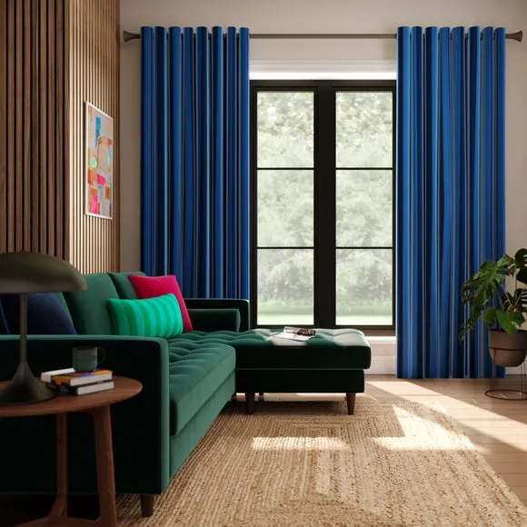 Striped Curtains Made to Measure - Blue, Velvet