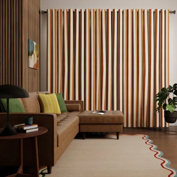 Striped Curtains Made to Measure - Butterscotch, Linen