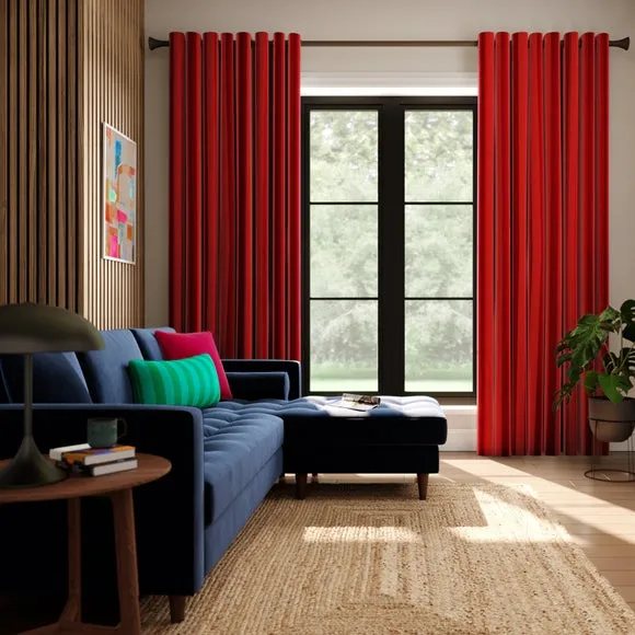 Striped Curtains Made to Measure - Geranium, Velvet