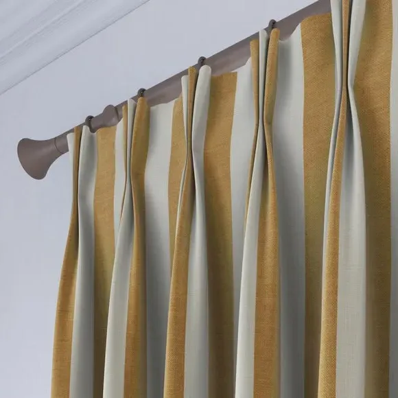 Striped Curtains Made to Measure - Ochre, Linen