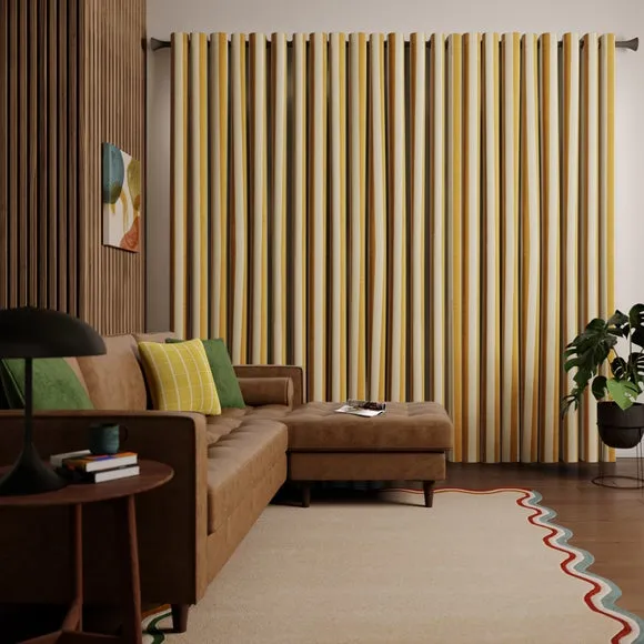 Striped Curtains Made to Measure - Ochre, Linen