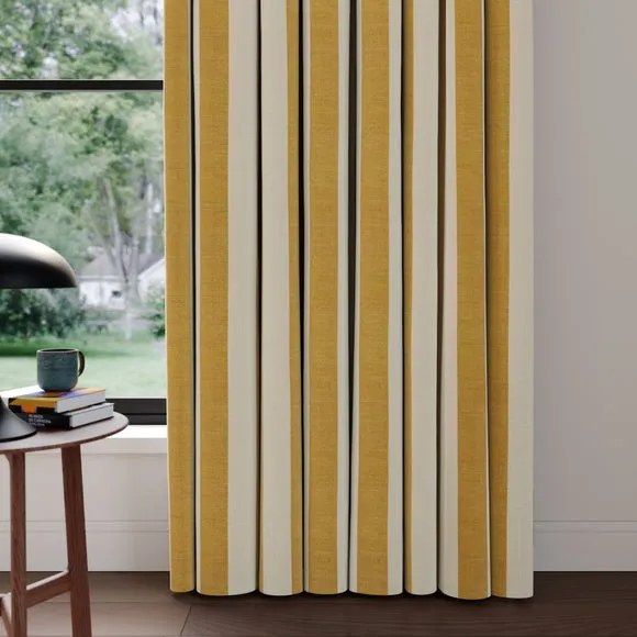 Striped Curtains Made to Measure - Ochre, Linen