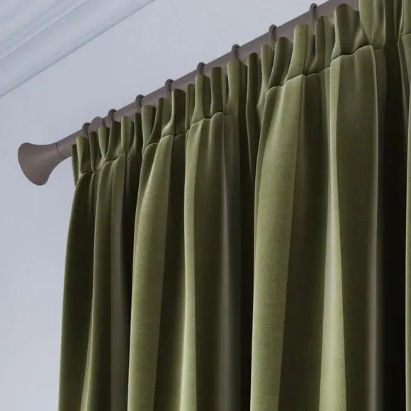 Striped Curtains Made to Measure - Olive, Velvet