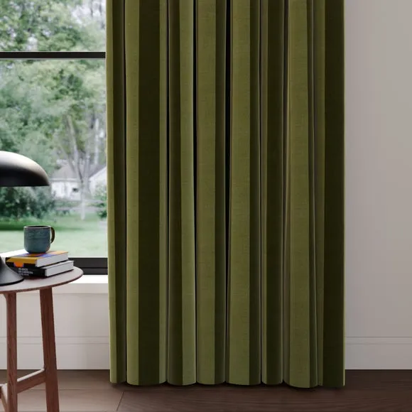 Striped Curtains Made to Measure - Olive, Velvet