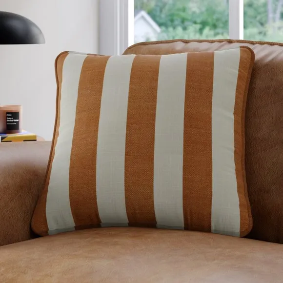 Striped Cushion Cover - Butterscotch, Cotton-Linen
