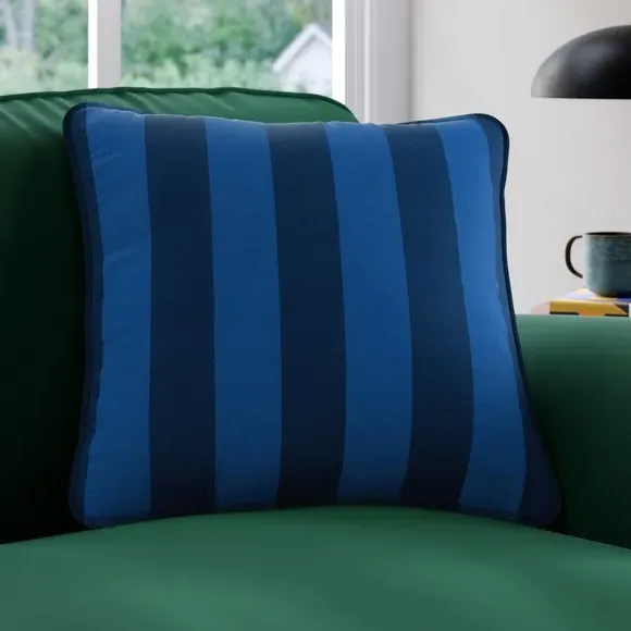 Striped Cushion Cover Made to Order - Blue, Cotton