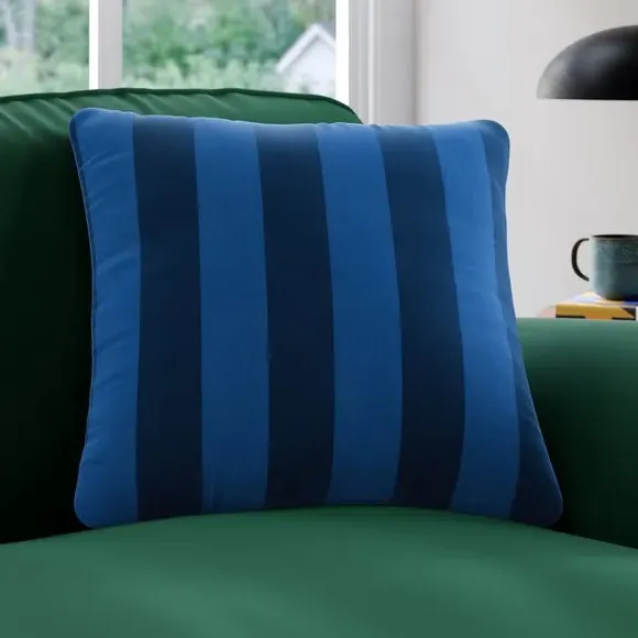 Striped Cushion Cover Made to Order - Blue, Velvet image