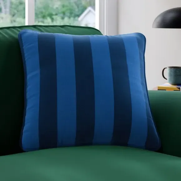 Striped Cushion Cover Made to Order - Blue, Velvet