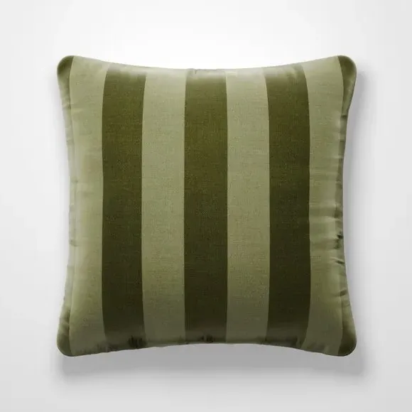 Striped Cushion Cover Made to Order - Green, Velvet