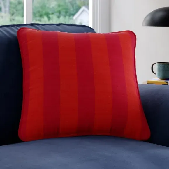 Striped Cushion Cover Made to Order - Red, Cotton