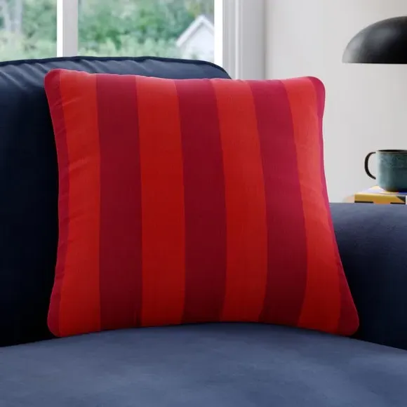 Striped Cushion Cover Made to Order - Red, Velvet