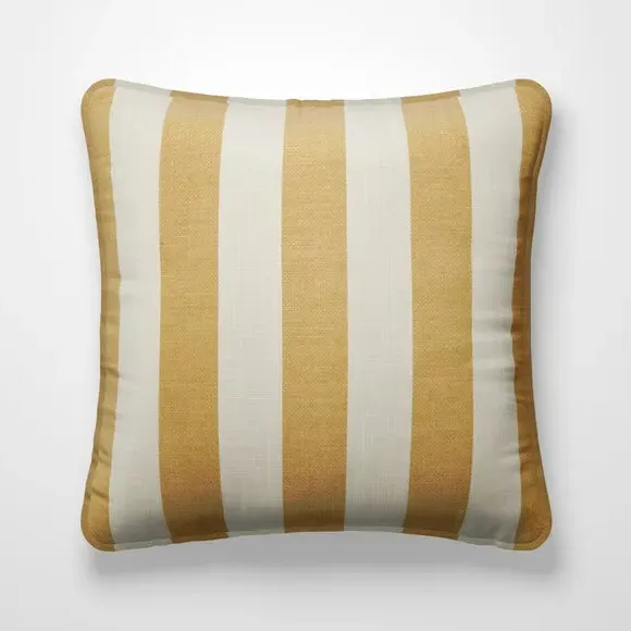 Striped Cushion Cover - Ochre, Cotton-Linen