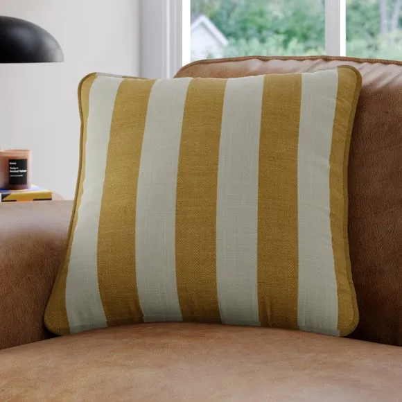 Striped Cushion Cover - Ochre, Cotton-Linen