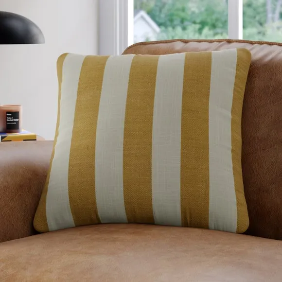Striped Cushion Cover - Ochre, Cotton-Linen